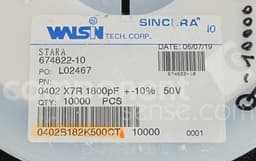 WALSIN 0402B182K500CT
