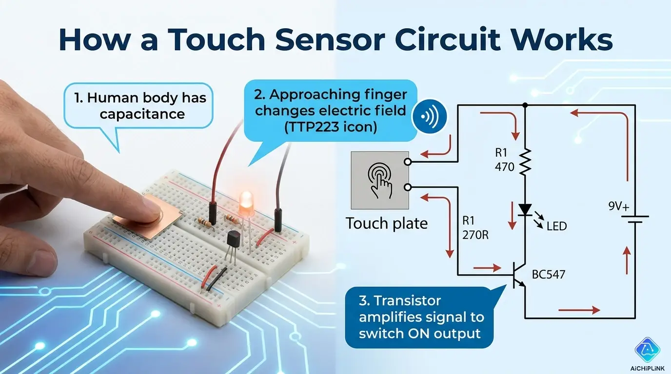 How a Touch Sensor Circuit Works in Basic Electronics