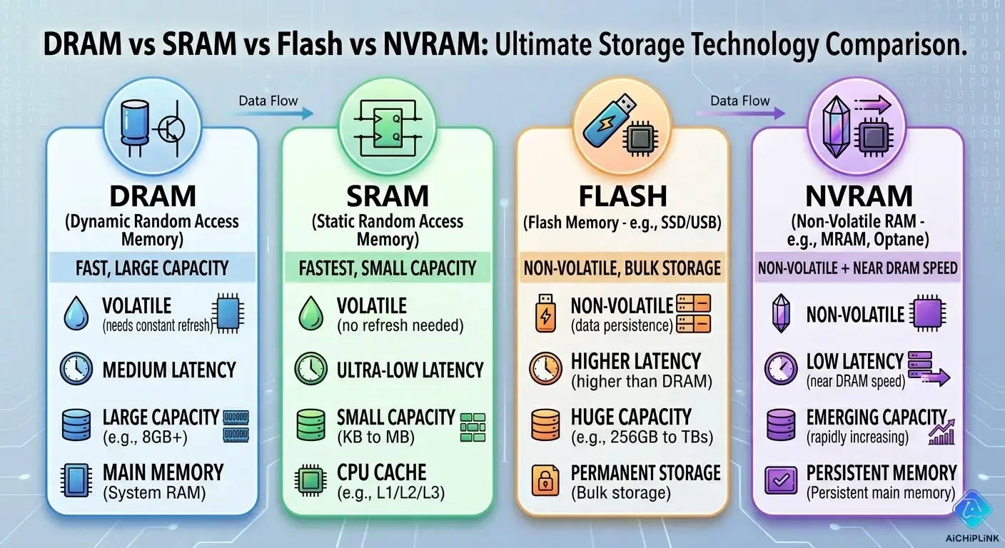 DRAM vs SRAM vs Flash vs NVRAM: Which Memory Is Best for Your Project?
